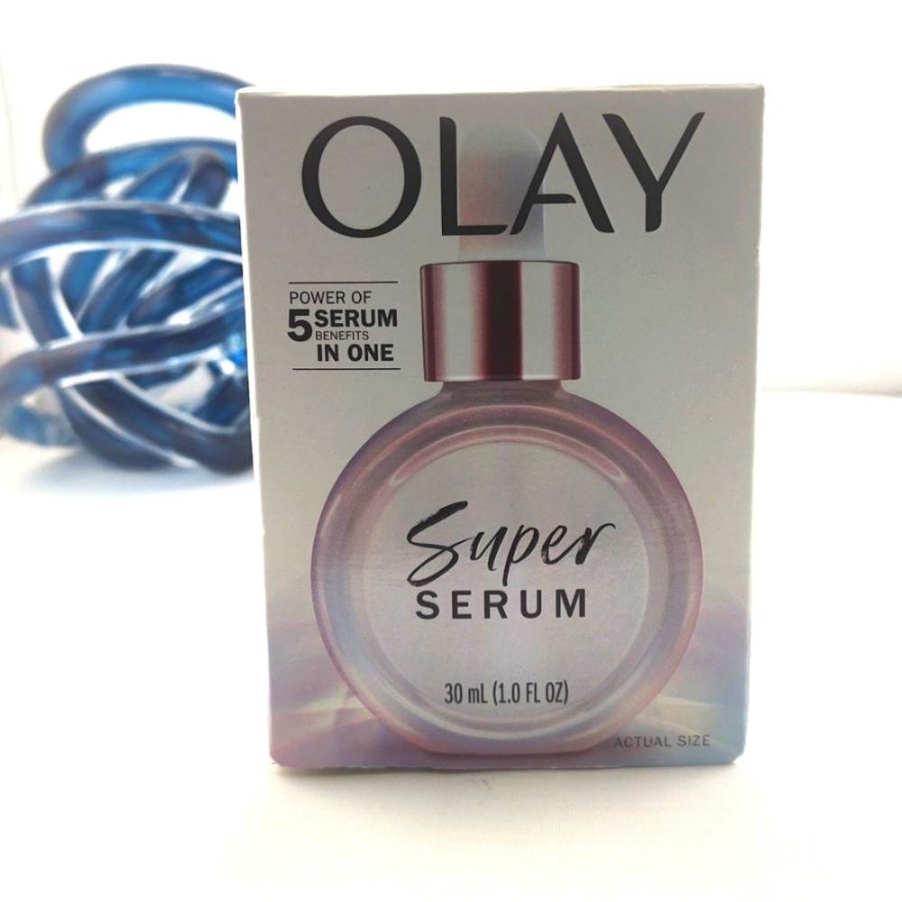 OLAY Super Serum Box with Pink and Silver Accents